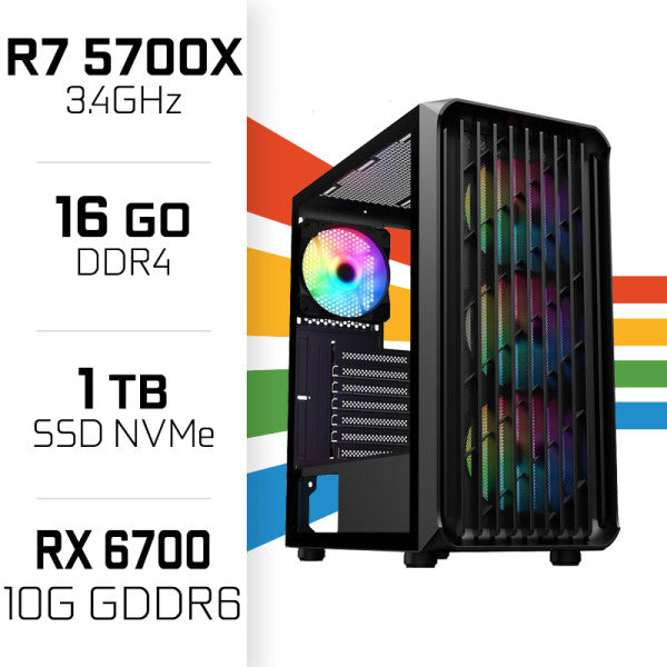 Gamer Essential Setup – R7 5700X, RX 6700 + XGC-120 + X27G14IFF 27" 144 Hz
