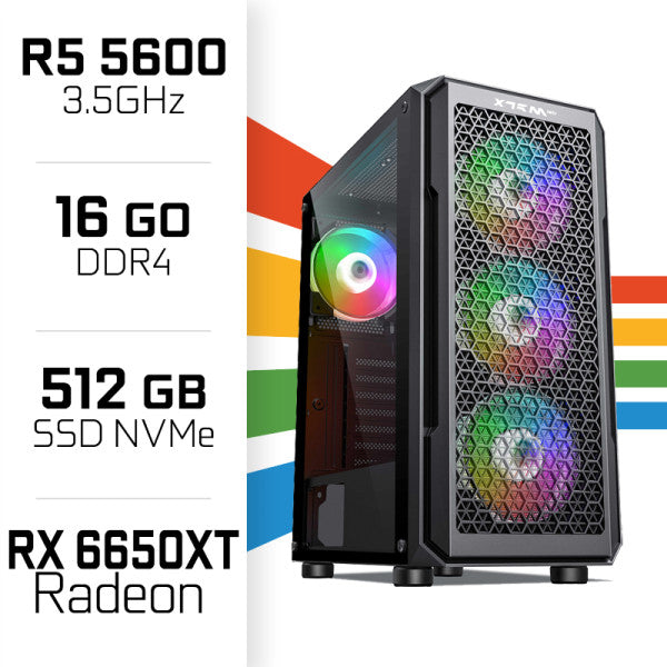 Gamer Essential Setup – R5 5600, RX 6650 XT + XGC-120 + X24G14IFF 144 Hz
